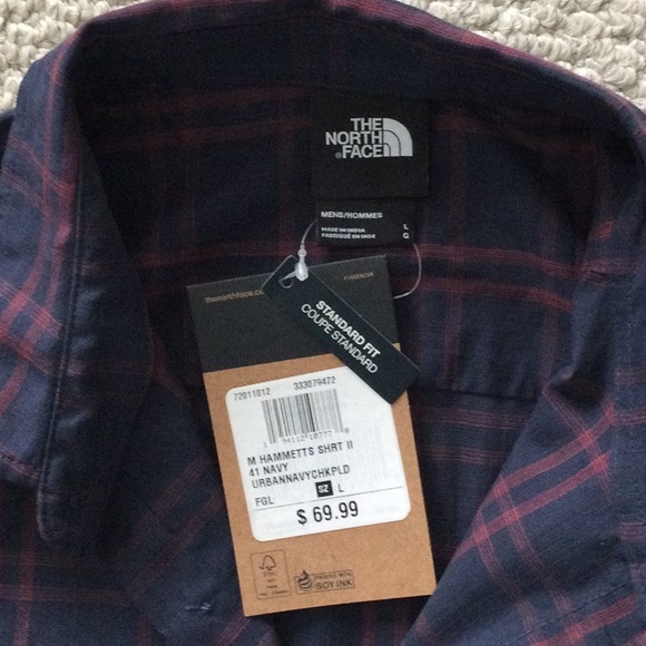NWT The North Face short sleeve plaid button down shirt - Picture 2 of 4